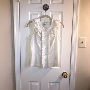 Anthropologie Sine- cream ruffle tank top sz 2